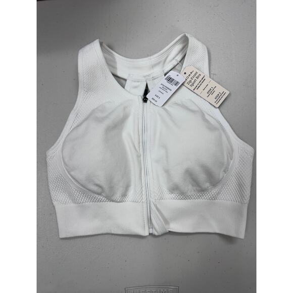 Soma sports bra white size small front zipper medium to high impact athletic - Picture 1 of 3